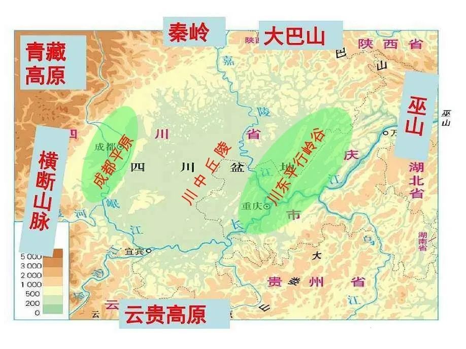 四川盆地内部及周边