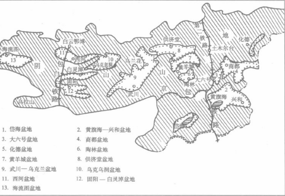 阴山山脉及其山间盆地分布示意图