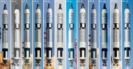 左:GT-1到GT-12所有双子座的发射运载火箭