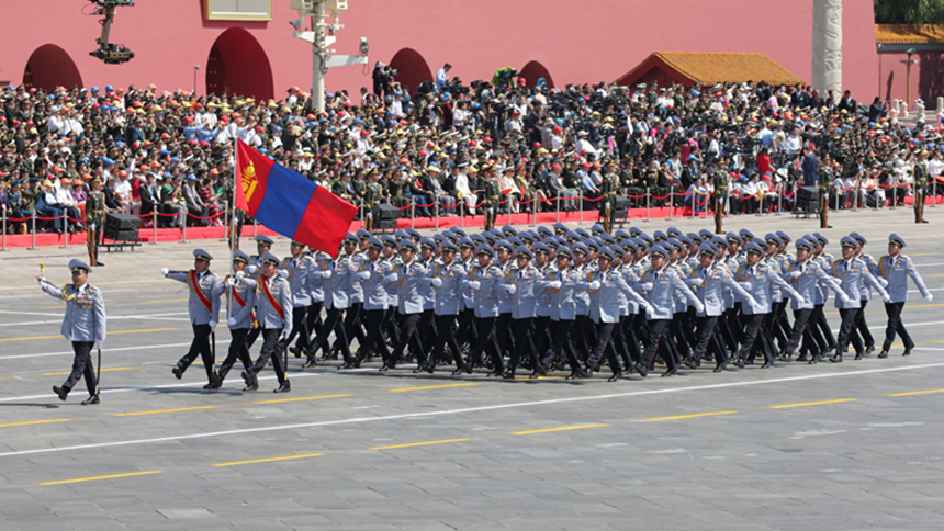 蒙古国武装部队参加纪念中国人民抗日战争暨世界反法西斯战争胜利