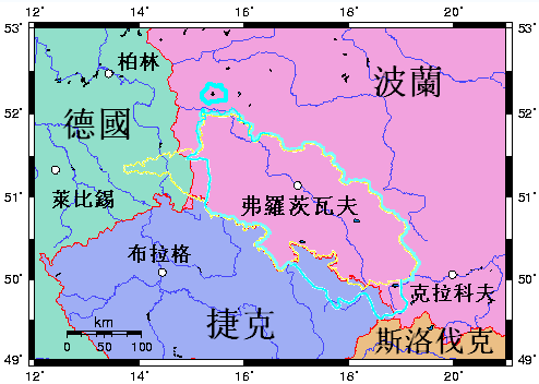 黄线之内是1871年属于普鲁士的西里西亚