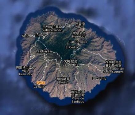 戈梅拉岛卫星地图