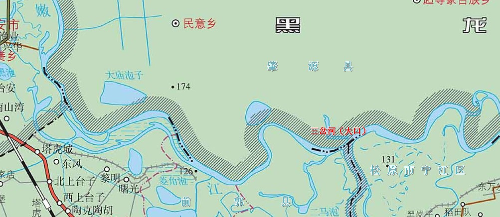 嫩江河口三岔河口附近地理位置图