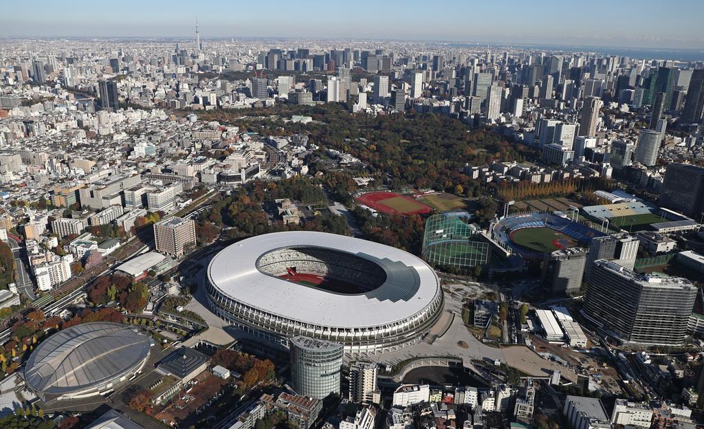 于空中拍摄的新国立竞技场（2019年11月29日，产经新闻）