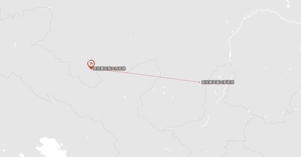 2021年夏秋航季阿拉善右旗巴丹吉林机场航线示意图