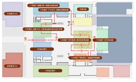 中意湖馆区一楼展厅游览示意图 