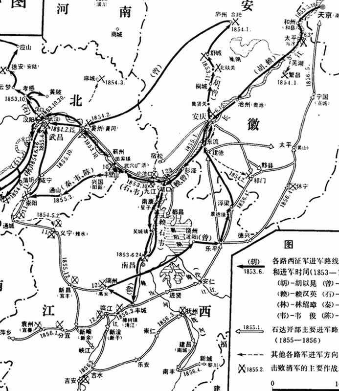 太平军西征前期形势图