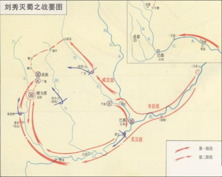 东汉大军伐蜀示意图