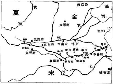 绍兴和议宋金划界略图 