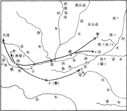 周文王用兵示意图，取自《西周史》 