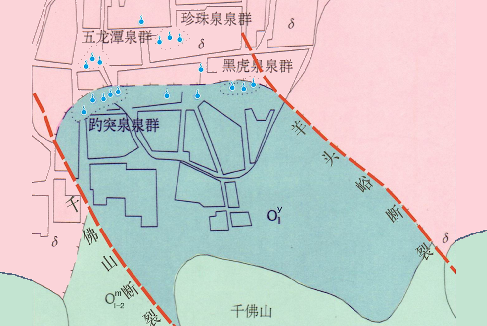 济南市区泉群地质图