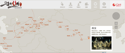 人民网“行走新丝路”丝绸之路示意图