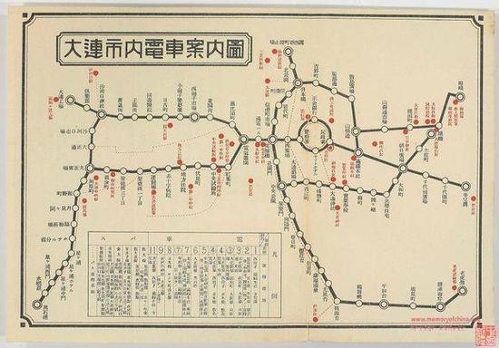 日占时期大连市内有轨电车线路图