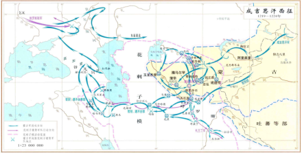 蒙古第一次西征形势图 