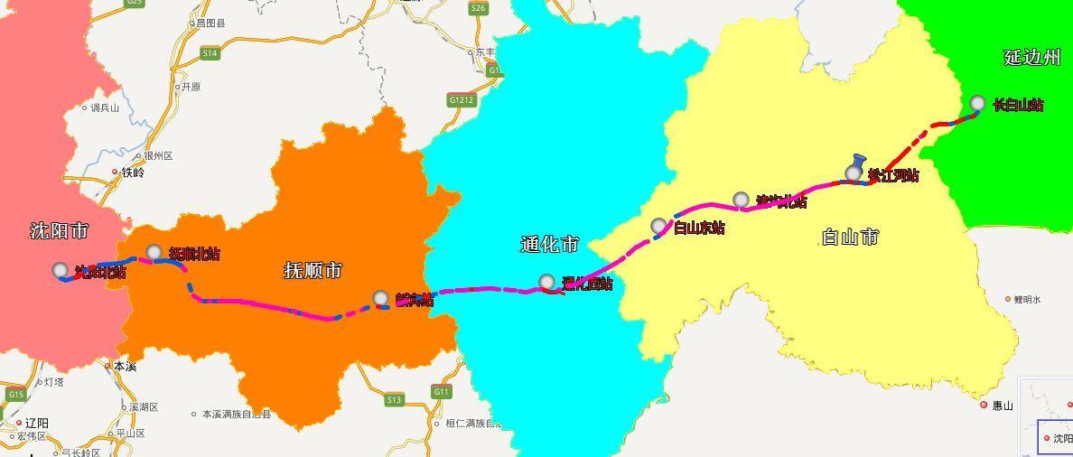 沈白高速铁路线路走向示意图