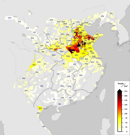 东汉以前人口密度分布