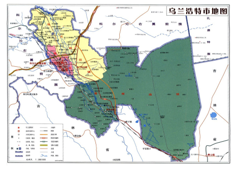 乌兰浩特市地图1991年——2008年